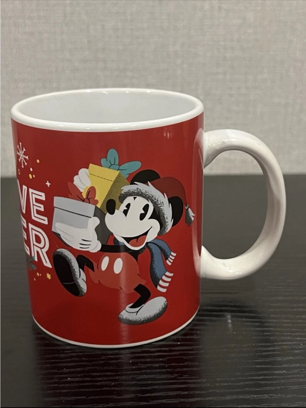 Disney Red and White Mickey Holiday Ceramic Mug